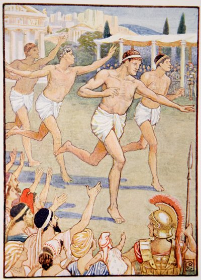 In Earliest Times a Simple Foot-Race Was the Only Event by Walter Crane